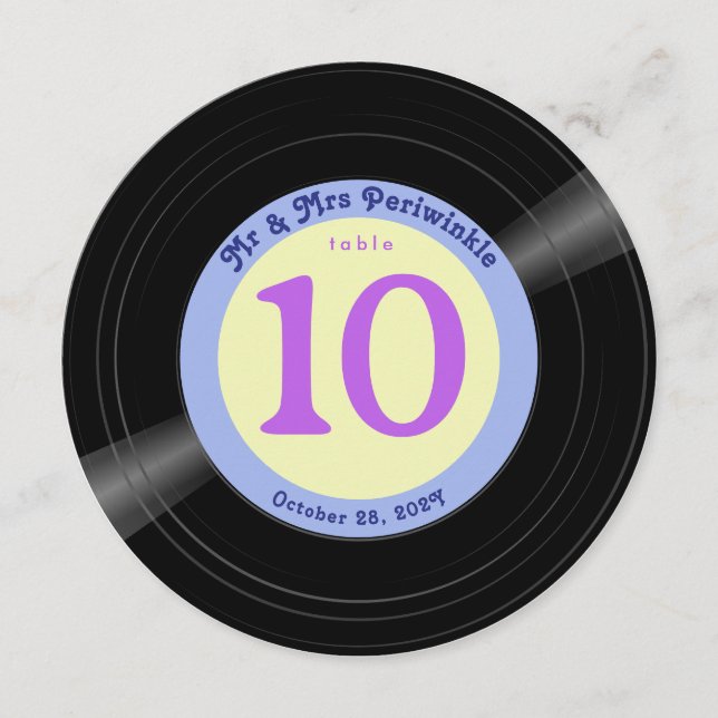 Vinyl Record Groovy Periwinkle Table Number (Front)