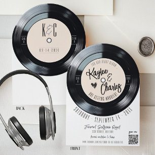 Vinyl Record Ivory Unique Retro Music Wedding Save The Date
