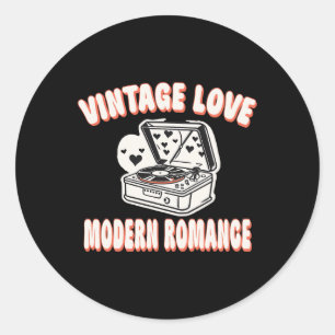 Vinyl Record Lover Valentine Vintage Love Modern R Classic Round Sticker