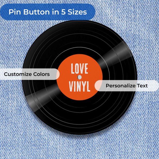 Vinyl Record LP Custom Colour and Text Pin Button (Creator Uploaded)