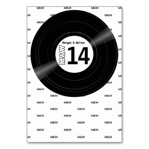 Vinyl Record Monogram Pattern White Table Number
