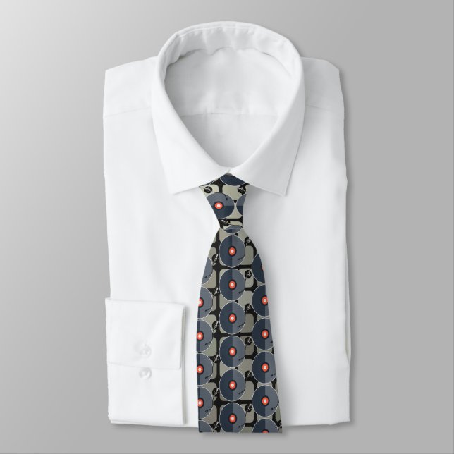 Vinyl Record Neck Tie (Tied)