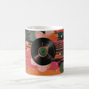 Vinyl record, often used to represent analogue mus coffee mug