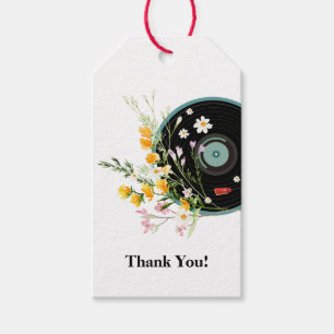 Vinyl Record, Oldies Rustic music, flowers, adult Gift Tags