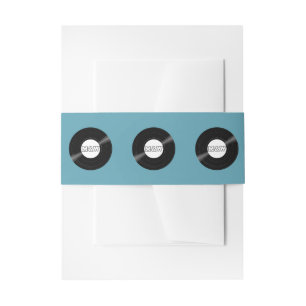 Vinyl Record Pattern with Monogram Editable Colour Invitation Belly Band