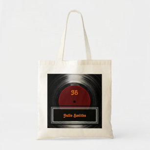 vinyl record . personalised tote bag