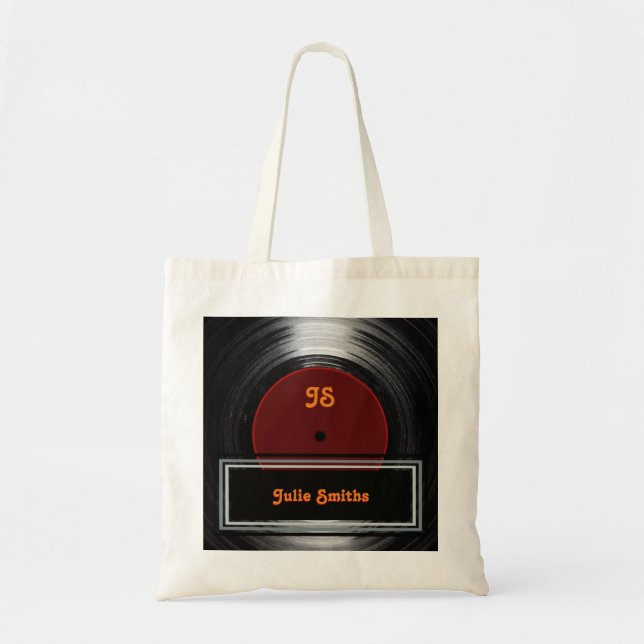 vinyl record . personalised tote bag (Front)