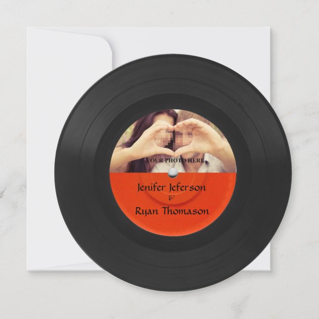 vinyl record photo wedding Invitation (Front)