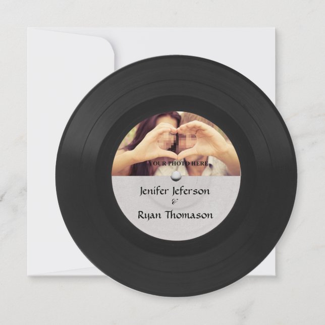 vinyl record photo wedding Invitation (Front)