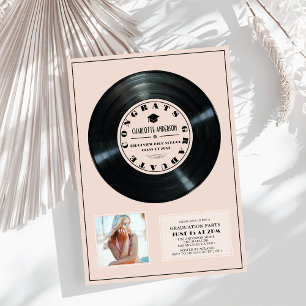 Vinyl Record Pink Plaque Photo Graduation Invitation