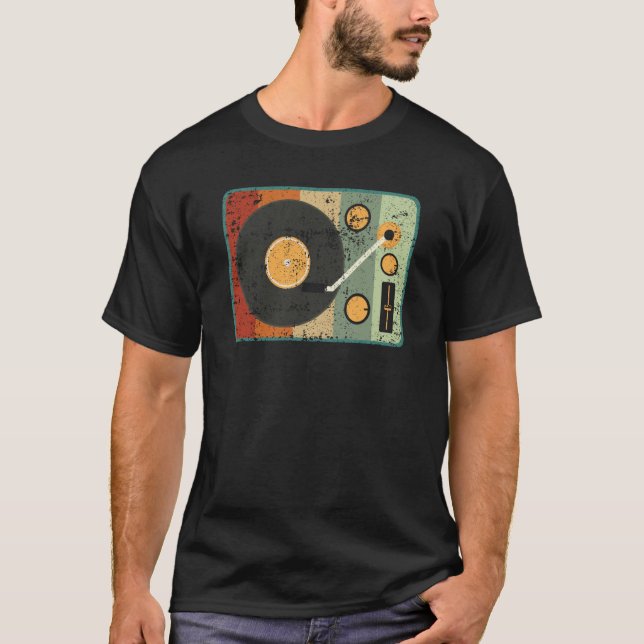 Vinyl Record Player Retro Music Record Collector   T-Shirt (Front)
