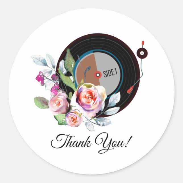 vinyl record player thank you stickers (Front)