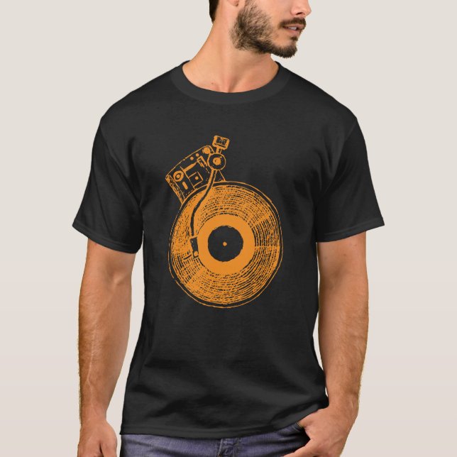 Vinyl Record Player Turntable Music Gift for DJ T-Shirt (Front)
