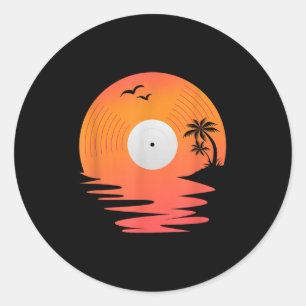 Vinyl Record Retro Disc Sea Beach Turntables Desig Classic Round Sticker