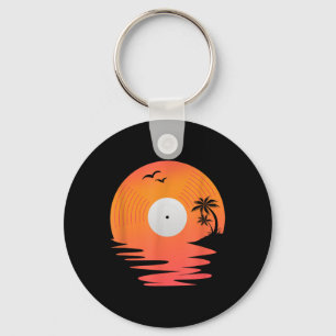 Vinyl Record Retro Disc Sea Beach Turntables Desig Key Ring