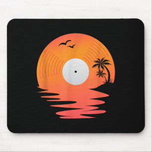 Vinyl Record Retro Disc Sea Beach Turntables Desig Mouse Pad