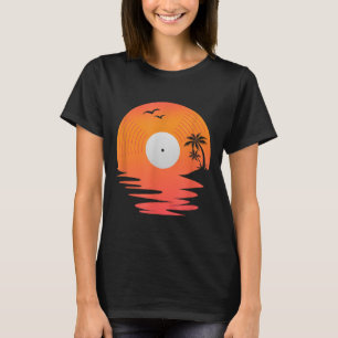 Vinyl Record Retro Disc Sea Beach Turntables Desig T-Shirt