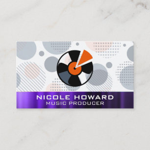 Vinyl Record   Retro Geometric   Metal Business Card