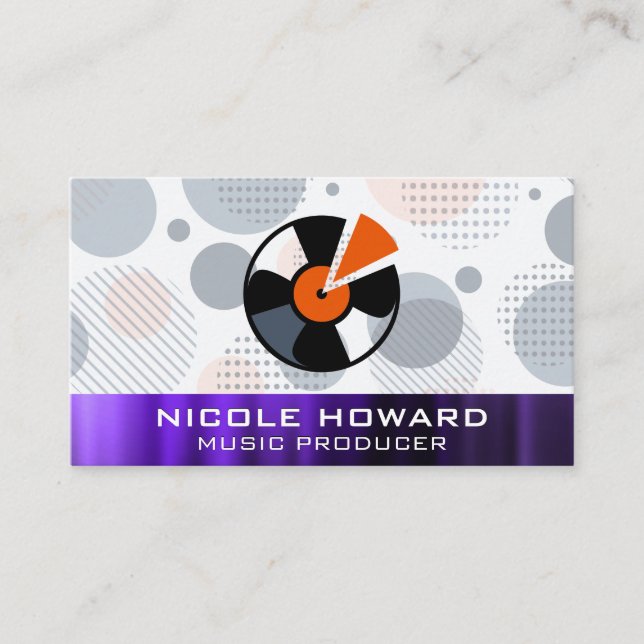 Vinyl Record | Retro Geometric | Metal Business Card (Front)