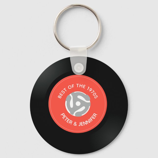Vinyl Record Single "45" Design Keychain (Front)