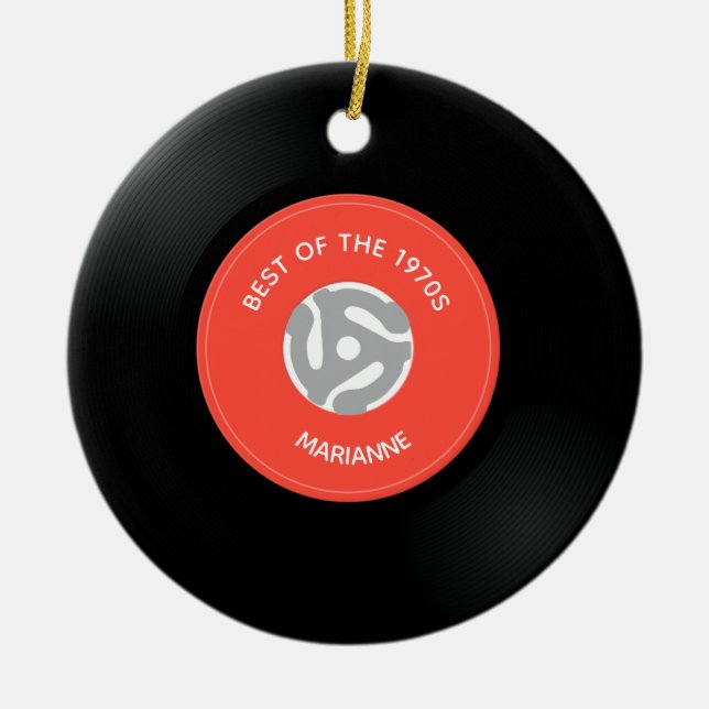 Vinyl Record Single 45rpm Design Ceramic Ornament (Front)