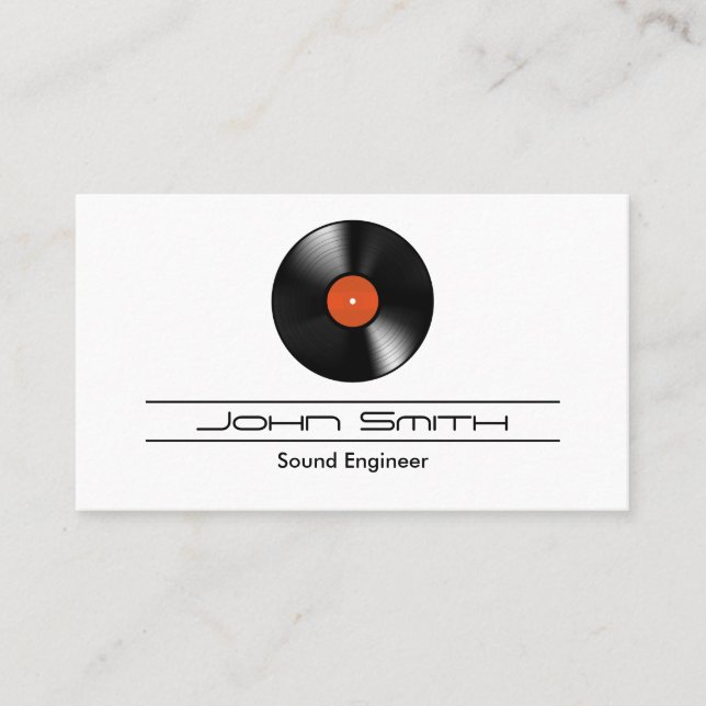 Vinyl Record Sound Engineer Business Card (Front)