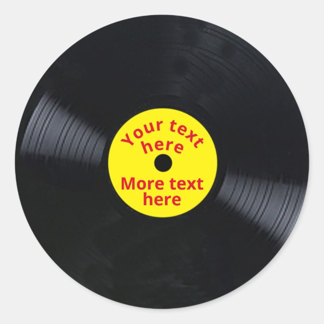 Vinyl Record STICKER Customisable Text (Front)