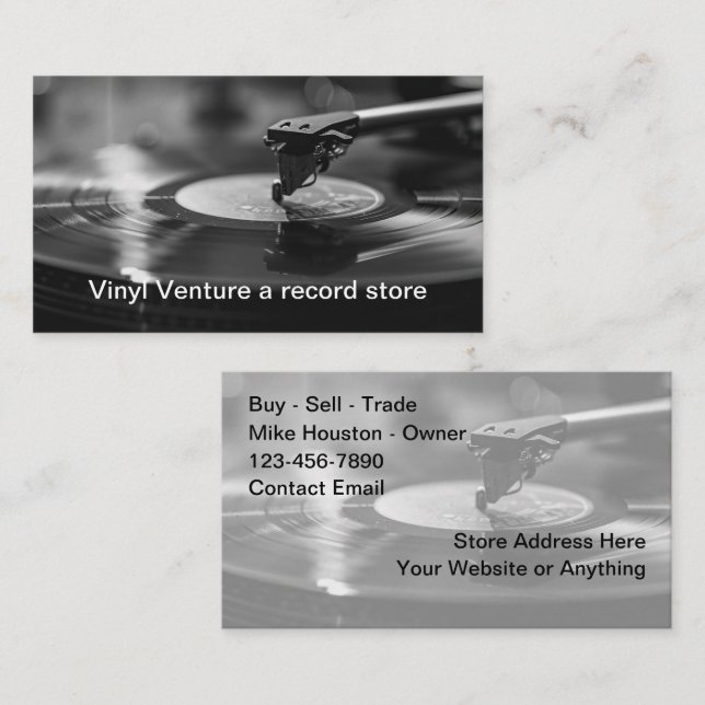 Vinyl Record Store Retro Theme Business Cards (Front/Back)