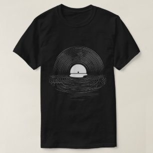 Vinyl Record Sunset Reflection Design T-Shirt