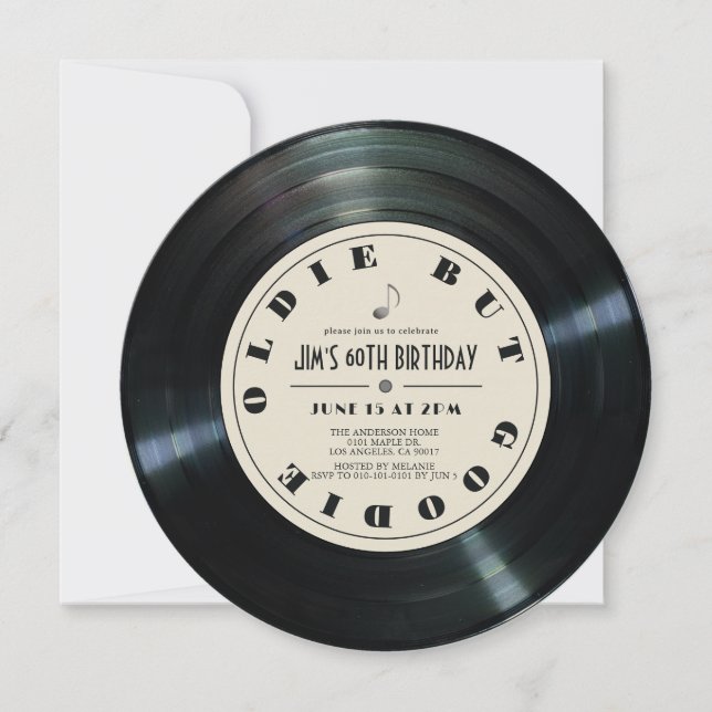 Vinyl Record Tan 60th Birthday Invitation (Front)