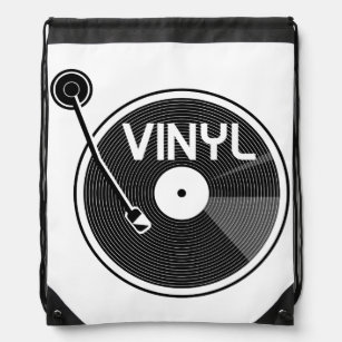 Vinyl Record Turntable Drawstring Bag
