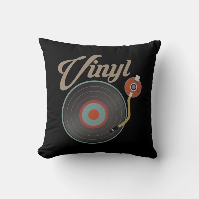Vinyl Record Turntable Style Music Retro Record DJ Cushion (Front)