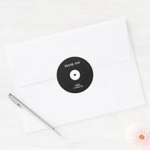 Vinyl Record Vintage Thank You Wedding Classic Round Sticker