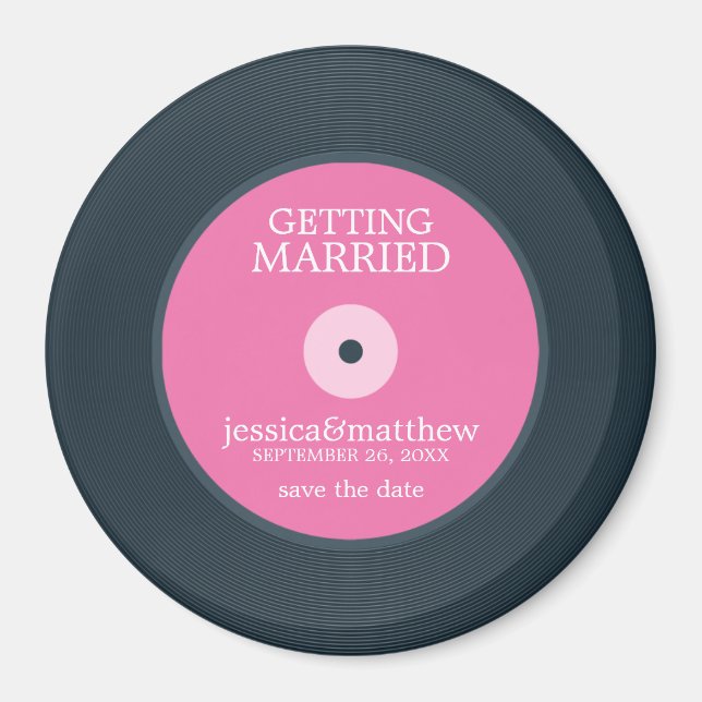Vinyl Record Wedding Save the Date Magnet (Front)