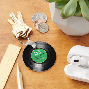 Vinyl Record with Name Green Music Stylish Key Ring