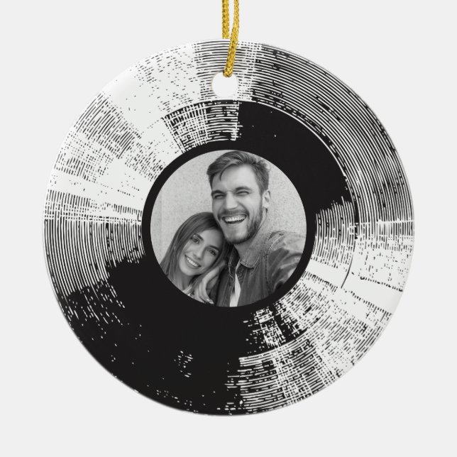 Vinyl Record With Photo Ceramic Ornament (Front)