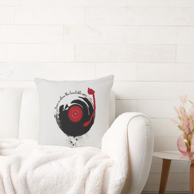 Vinyl Records Home Is Where The Turntable Spins Cushion (Couch)