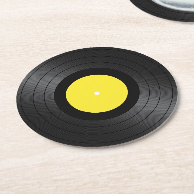 Vinyl Records Images  Round Paper Coaster (Angled)
