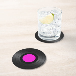 Vinyl Records Images Round Paper Coaster