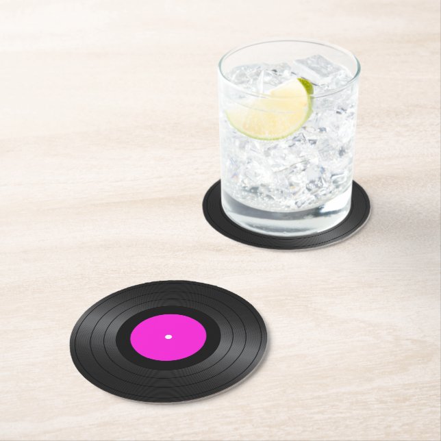 Vinyl Records Images  Round Paper Coaster (Insitu)