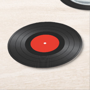Vinyl Records Images Round Paper Coaster