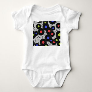 Vinyl Records: Music Note Pattern Baby Bodysuit