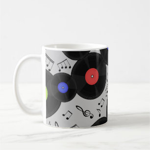 Vinyl Records: Music Note Pattern Coffee Mug