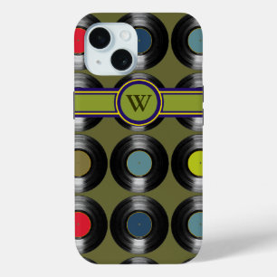 vinyl records name initial iPhone 15 case