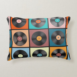 Vinyl Records. Retro LP Discs Set vintage Illustra Decorative Cushion