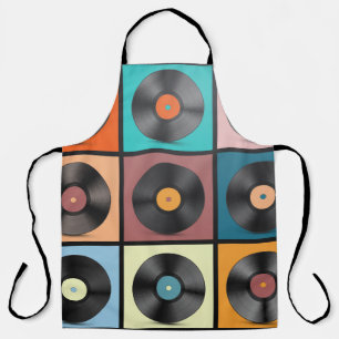 Vinyl records: retro LP set. Apron