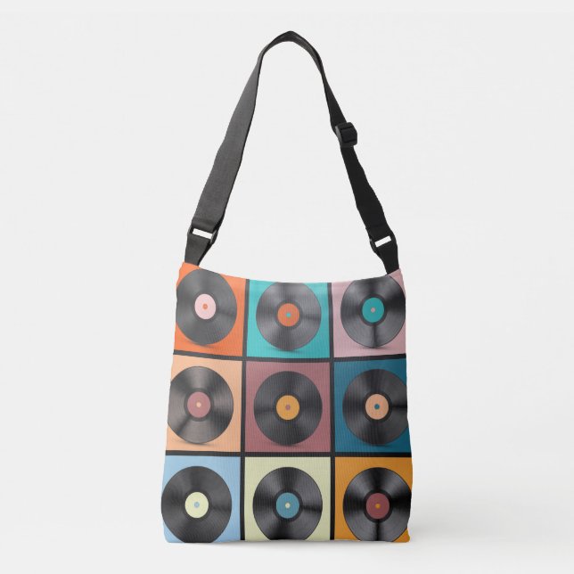 Vinyl records: retro LP set. Crossbody Bag (Front)