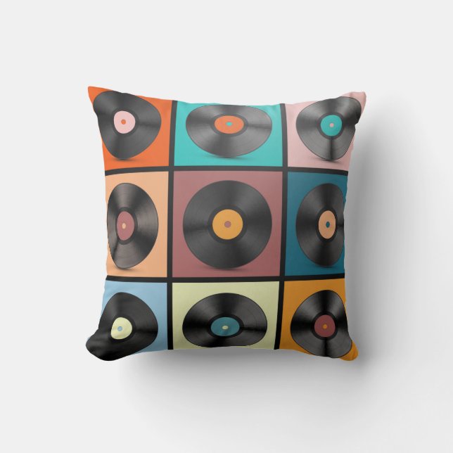 Vinyl records: retro LP set. Cushion (Front)