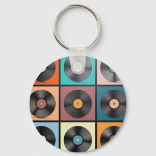 Vinyl records: retro LP set. Key Ring