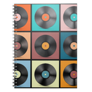 Vinyl records: retro LP set. Notebook